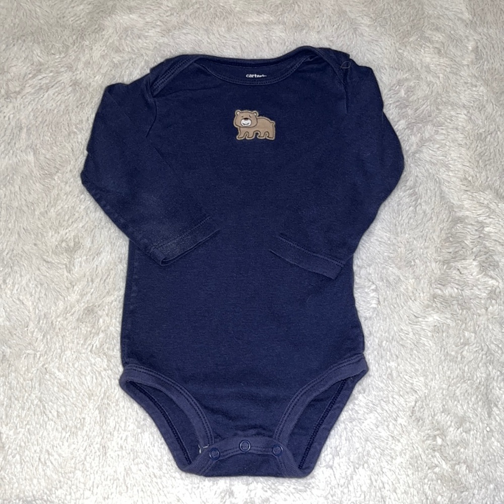 (3 for $10) carters blue navy 9 month bear bodysuit 🐻